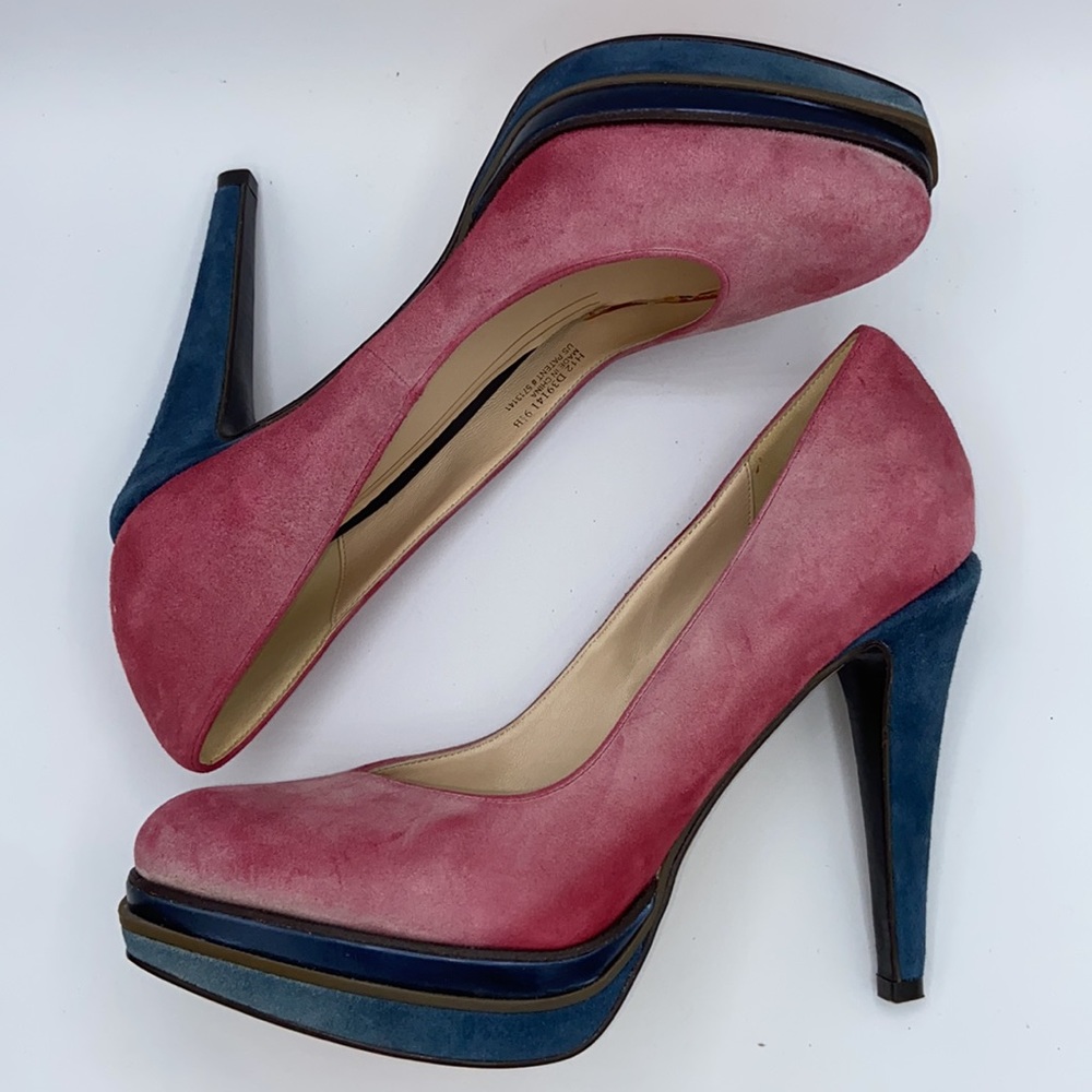 COLE HAAN Suede Platform Pumps Heels 9.5B NIKE AIR - Picture 8 of 15